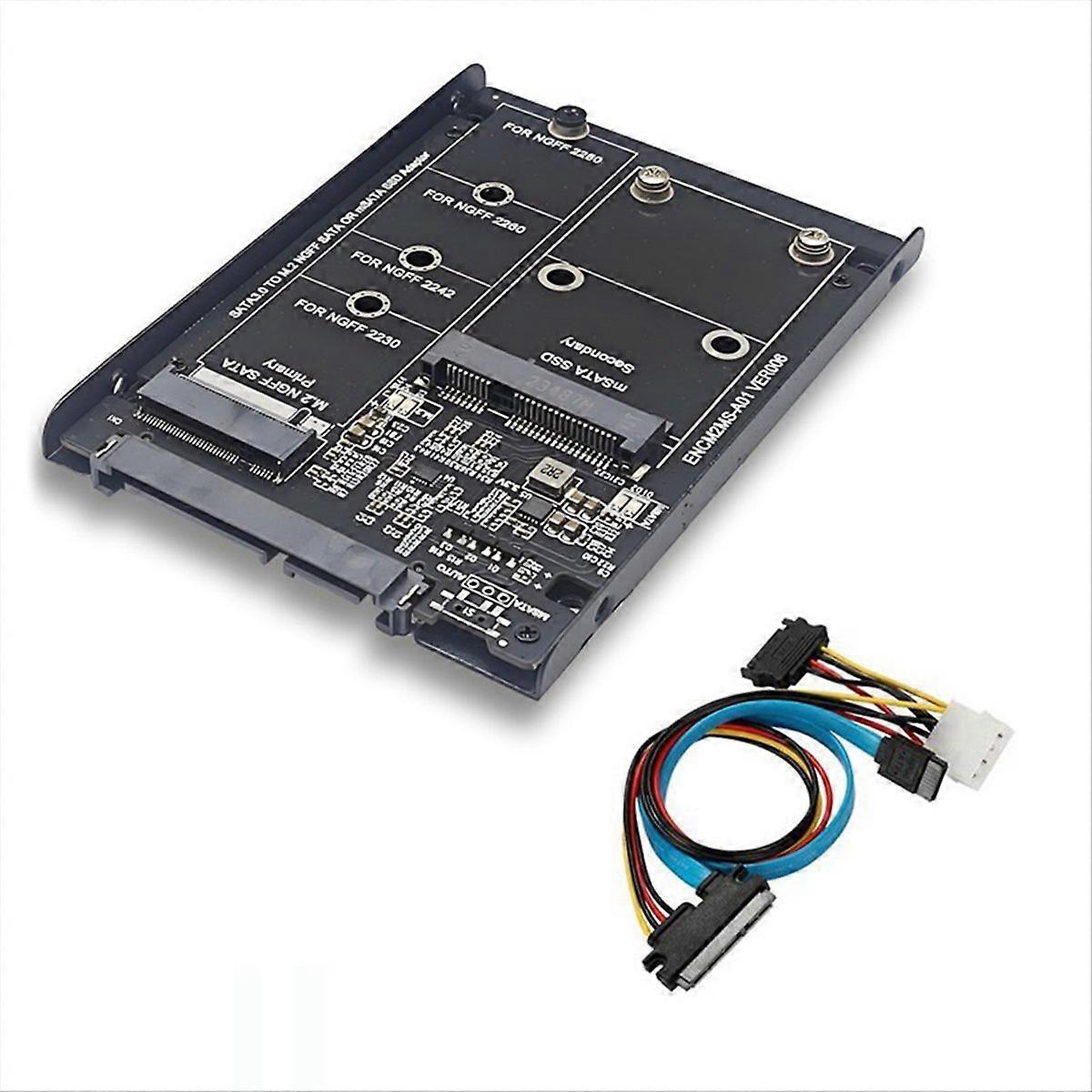SSD Case Enclosure M2 NGFF&MSATA to SATA3.0 6Gb Adapter Riser Card