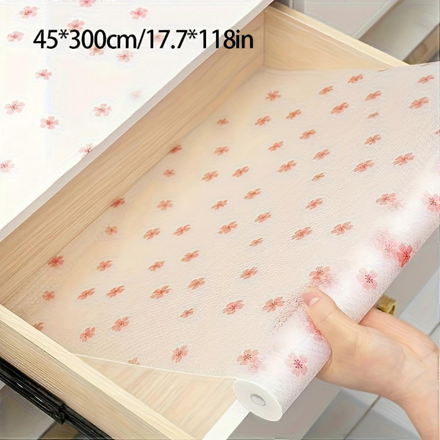 Roll Shelf Liner Flower Pattern Cuttable Pad for Refrigerator Cabinet Drawer Organizers Waterproof Moisture-proof Dust-proof Mat