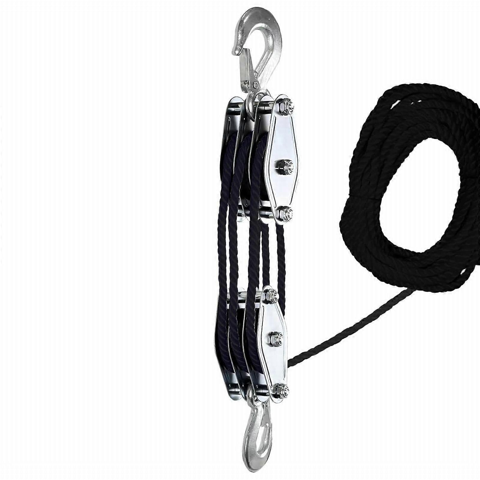 Clearance! Rope Hoist Block and Tackle 2200Lbs Strength, 1100Lb Load Capacity Pulley for Animal Husbandry Constructions - 1pc