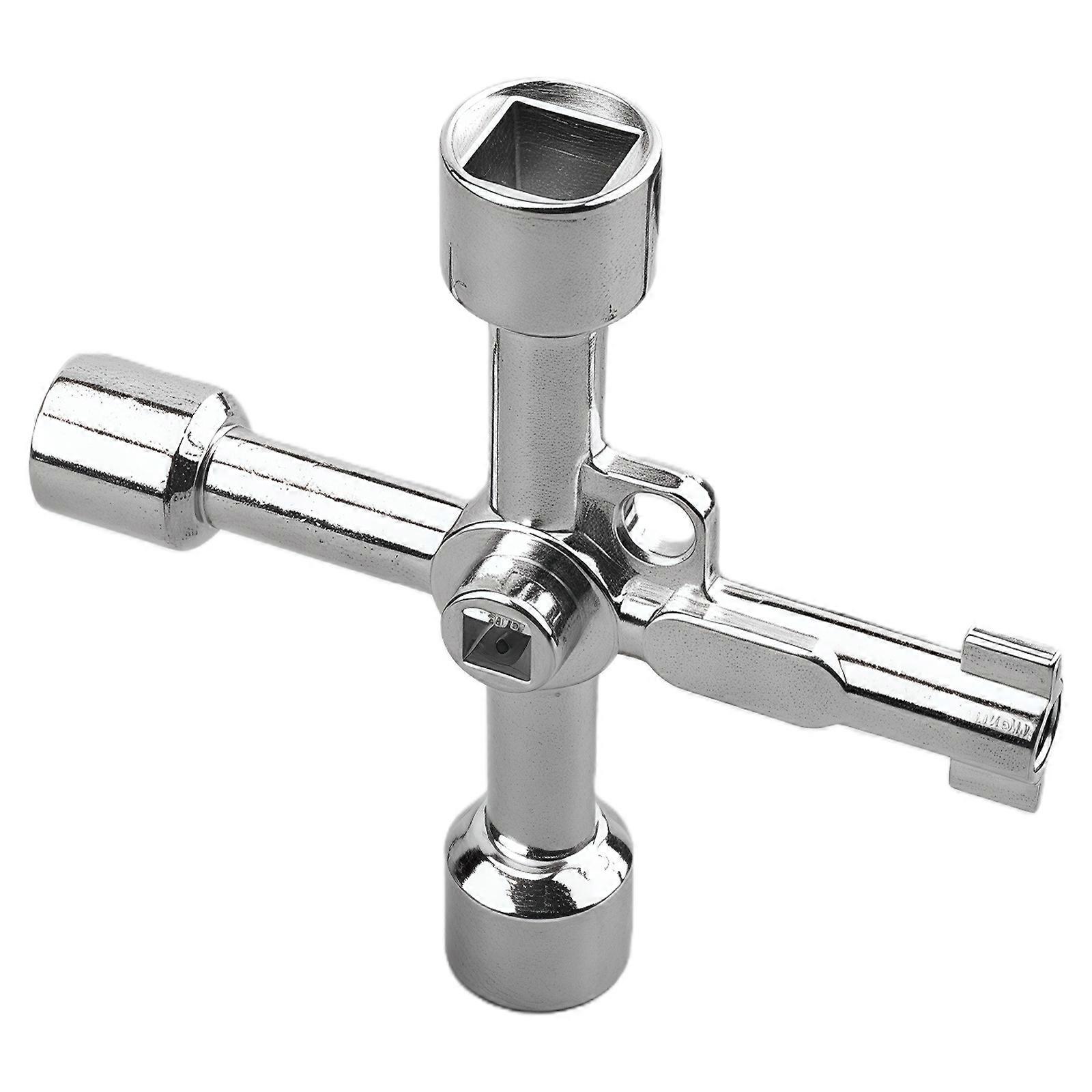 Multifunctional 4 Way Triangle Wrench Key Portable Triangular Key Tool for Train Electrical Elevator Professional  Silver
