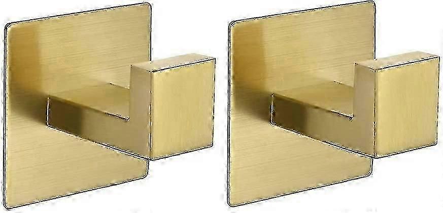 Gold Coat Hooks Self Adhesive, No Drilling Towel Hooks Stick On Door Hooks Robe Hooks Wall Hooks For Bathroom Kitchen 2 Pack