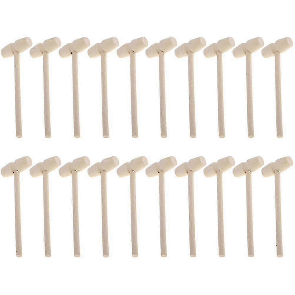20pcs Solid Wood Mini Hammers Hitting Hammer Toys Creative Educational Toy (oval)