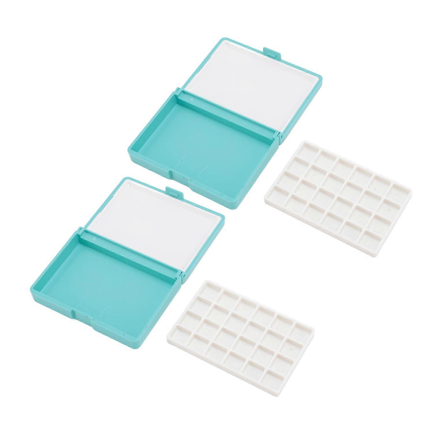 2Pcs Portable Watercolor Box Detachable Easy to Clean Compact Mini Watercolor Palette Box for Beginn