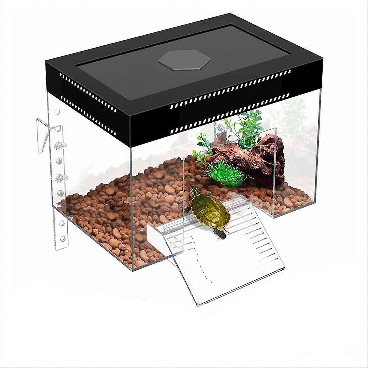 Adjustable Turtle Basking Platform, 7.9x5.5x5.5inch Acrylic Turtle Topper & Dock, Hanging Platform