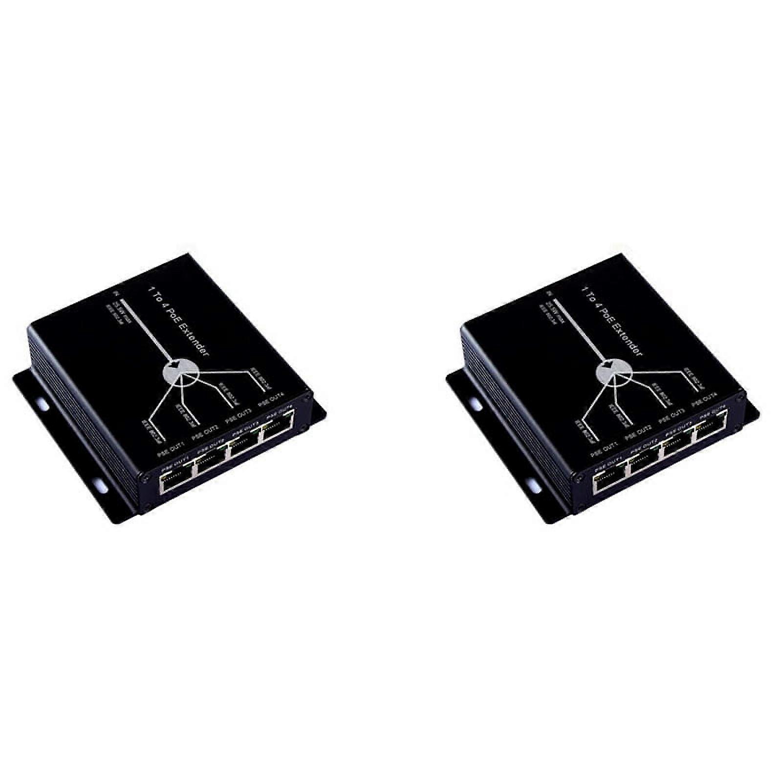2X 4 Port IEEE802.3Af PoE Extender for IP Camera Extend 120M Transmission Distance with 10/100Mbps LAN Ports 4 POE