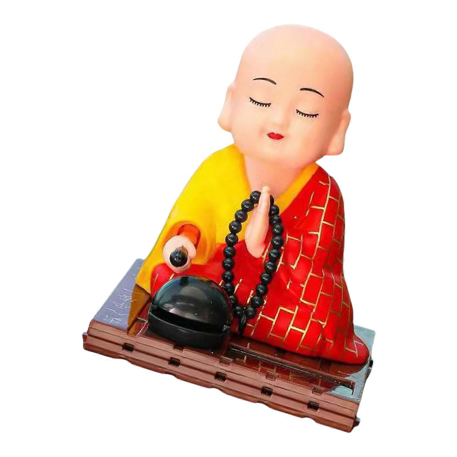 Solar Powered Buddhist Monk Head Nodding Car Dashboard Decors ABS Sculpture For Good Luck And Fortune  S