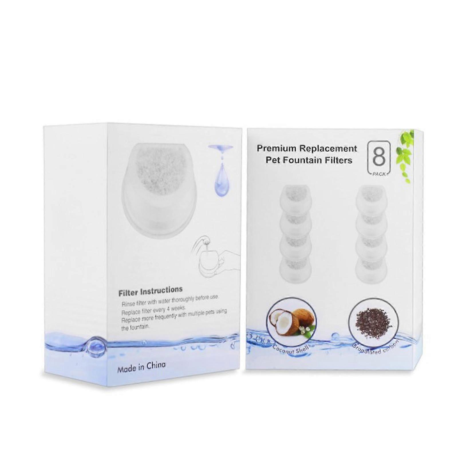 Replacement Pet Water Fountain Filter Cartridges for Multiple PetSafe Drinkwell Filtrs, Dog and Cat Replacement Carbon Filters, 8pack