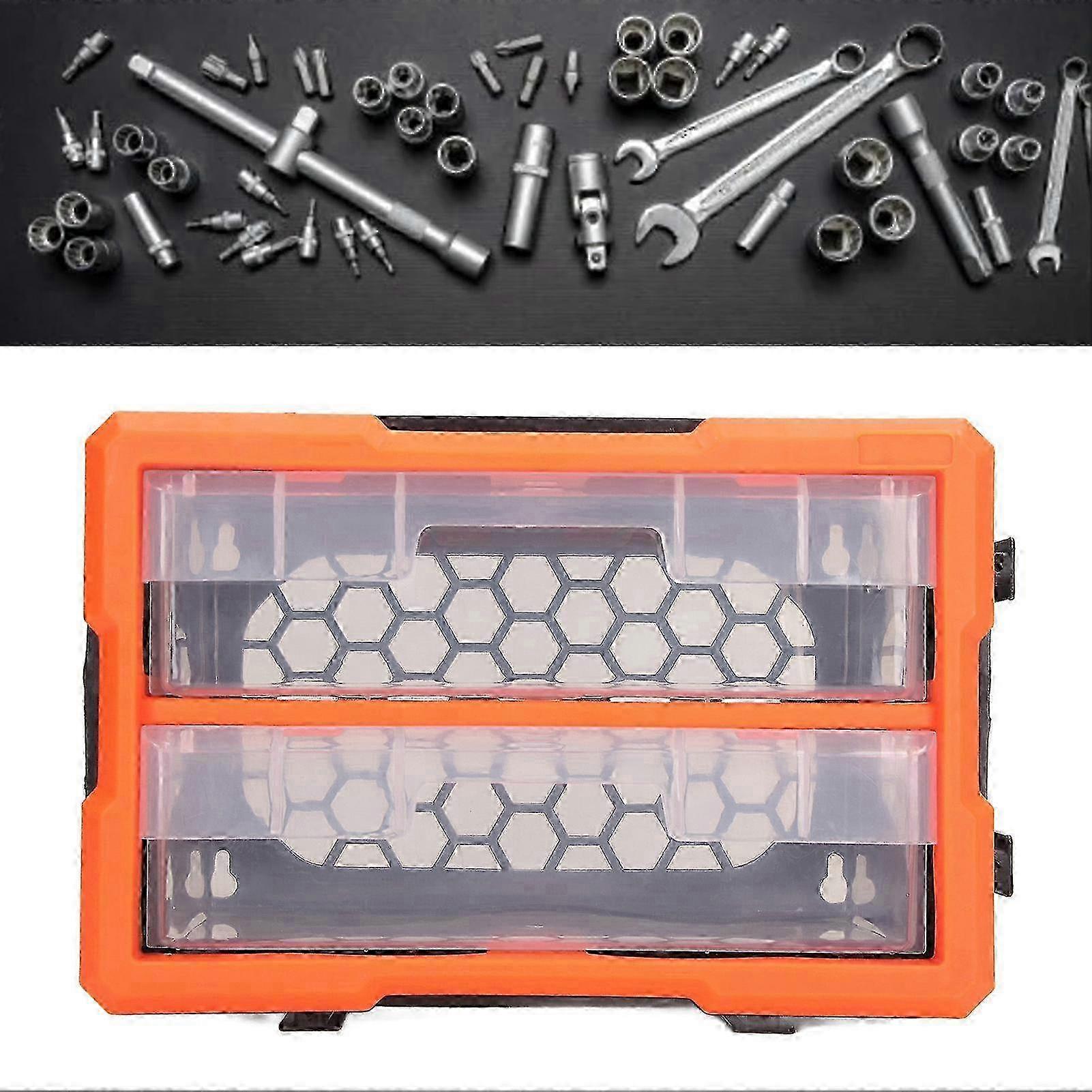 Hardware Box Organizer 2 Drawers Toolbox Large Capacity Screw Components Storage Case