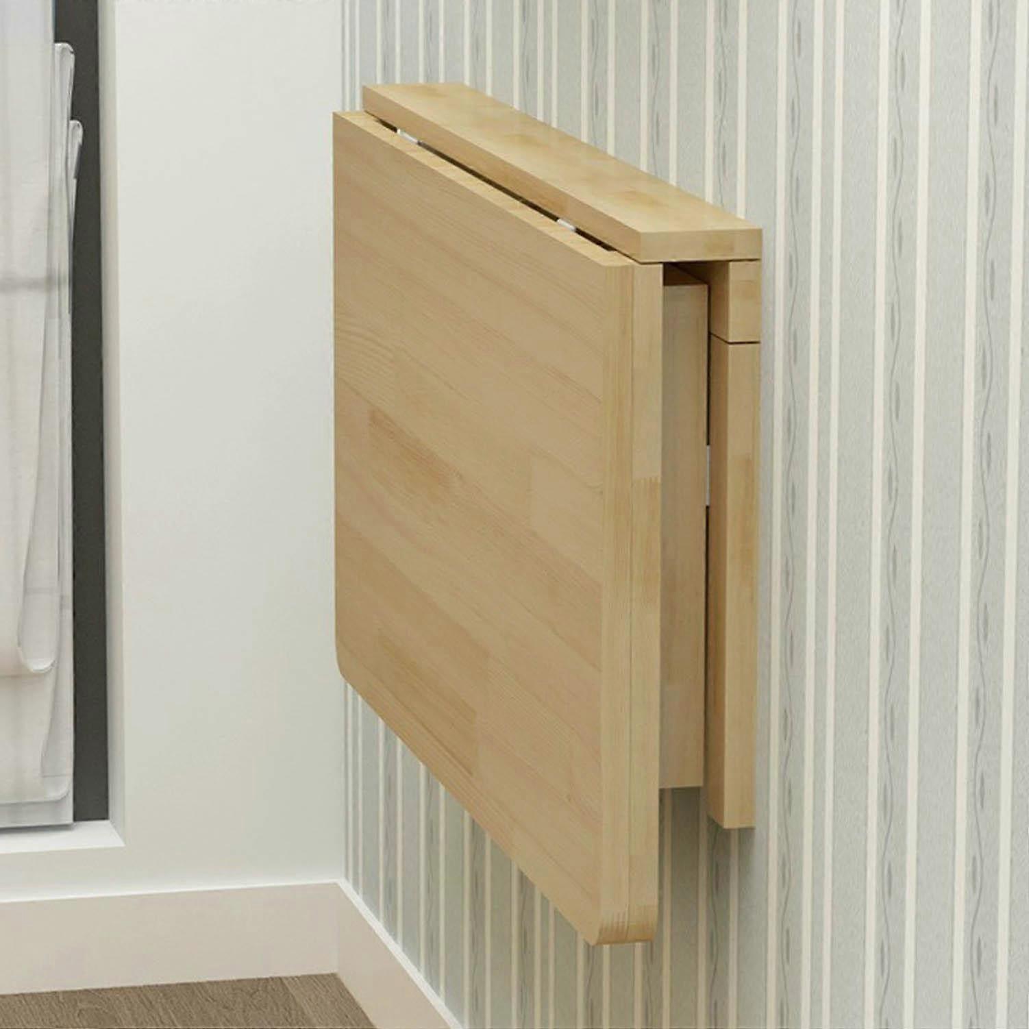Folding Wall Mounted Table Solid Wood Desk 70x50cm Foldable Computer Workstation