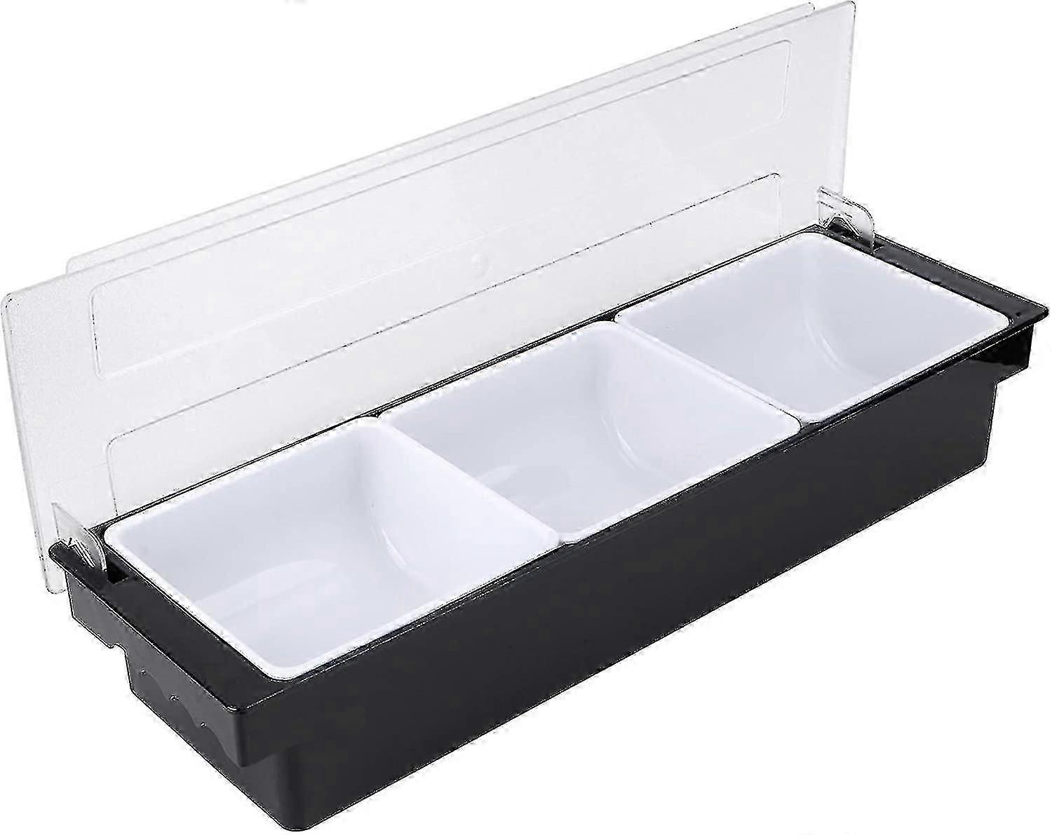 صواني مكونة من 6 مقصورات ومحطة إضافات قابلة للفصل وموزع توابل بلاستيكي لمكونات البيتزا قابلة لإعادة الاستخدام، النمط 1