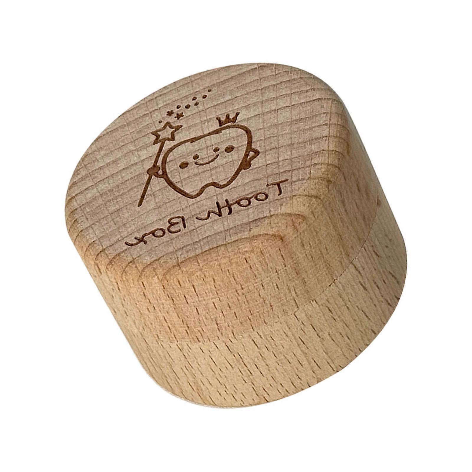 Wooden Baby First Tooth Collection Box Clear Acrylic Commemorative Organiser Feature Compact Round Shape Multicolor