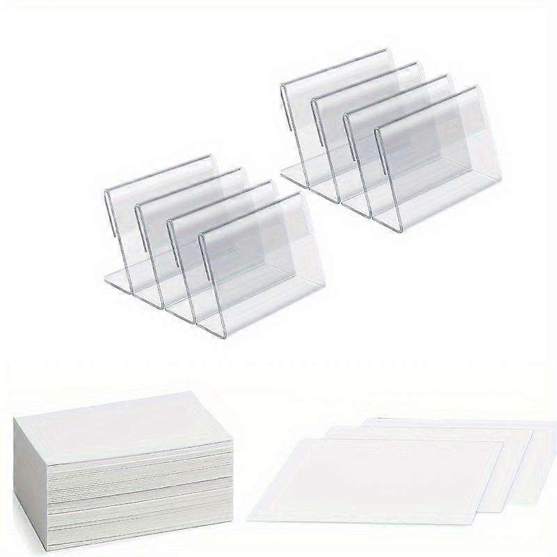 3pcs/set Mini Transparent Business Card Holder, Horizontal Tilt L-shaped Plastic Business Card Price Card Label Counter Stand, Suitable for 