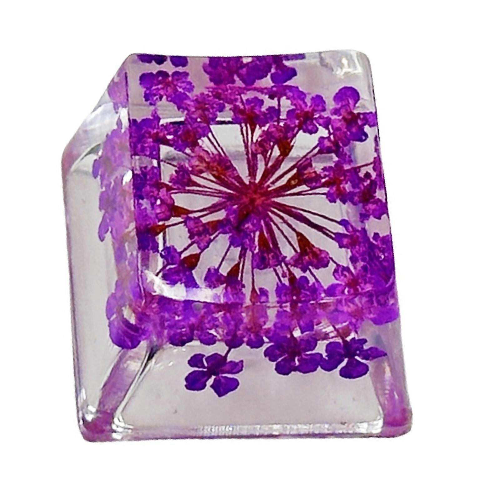 Preserved Flower Keycap Elegant Resin Floral Keycaps with Backlights 1PC for Mechanical Keyboard Customization  Purple