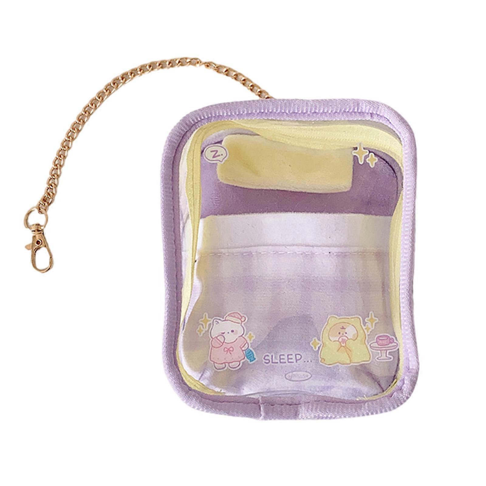 Multiple Layer Plastic Organizers Bag for Miniature Toy Visible Display Compartments and Portable Travel Protective  Purple