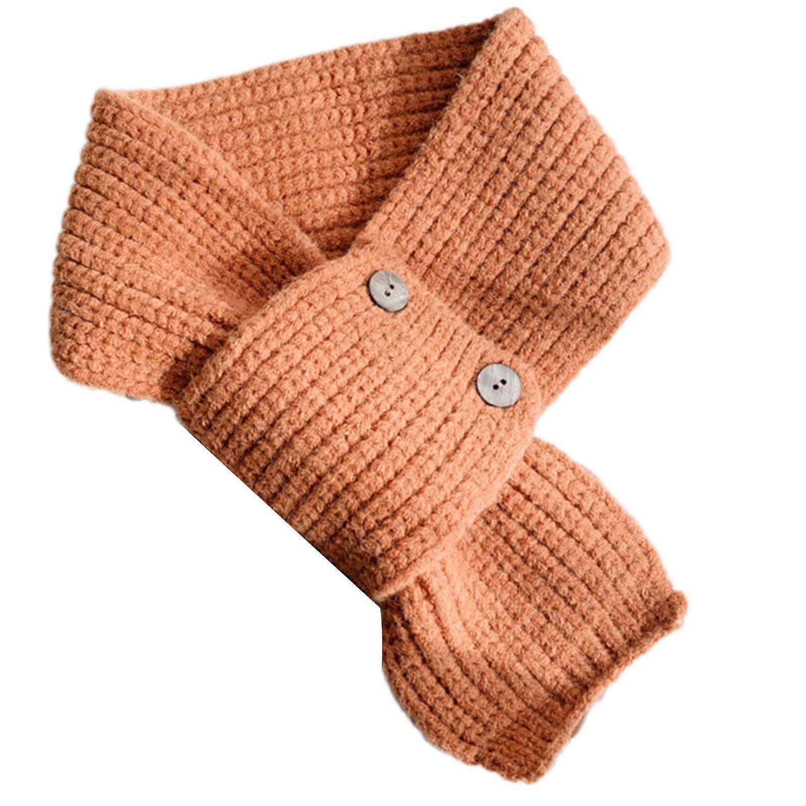 Écharpe tricotée élégante avec boucle à bouton pour adolescentes et femmes, cache-cou par temps froid, cache-cou simple pour un look décontracté, mandarine
