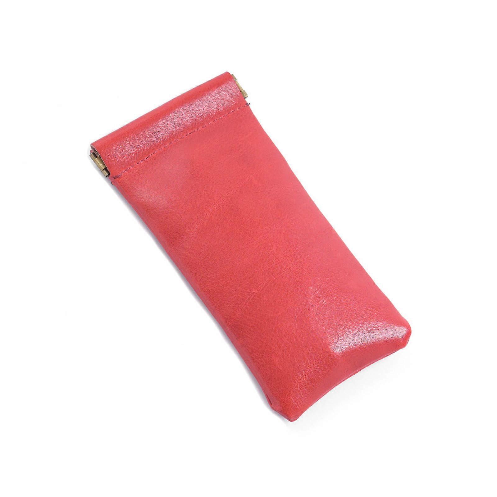 Mehrzweck-Sonnenbrillenetui aus weichem Leder mit automatisierten Kantennähten und Plüschfutter Haushalt Täglicher Freizeitgebrauch Rot