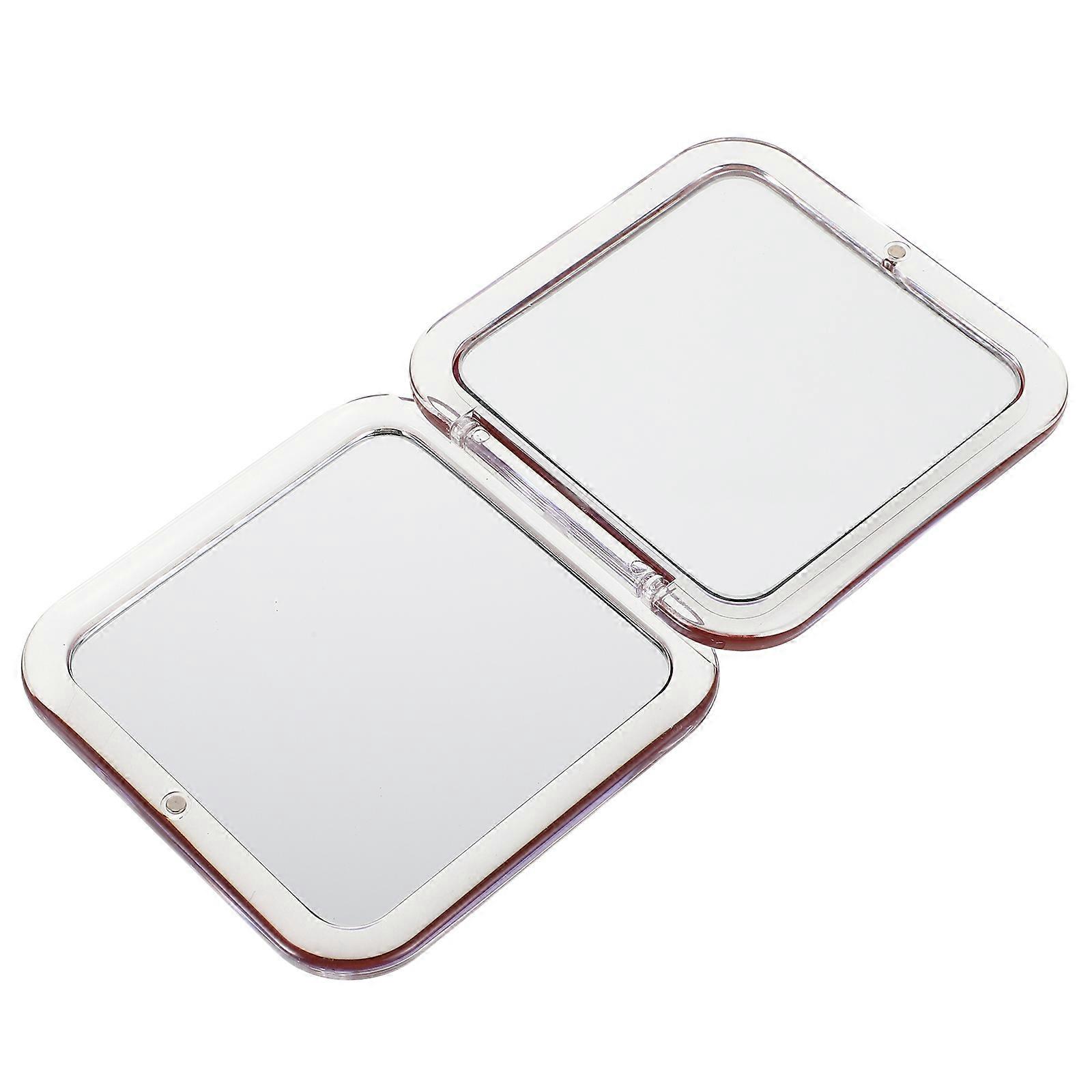 Portable Dark Red Compact Mirror Folding for Travel Mini Square Mirror