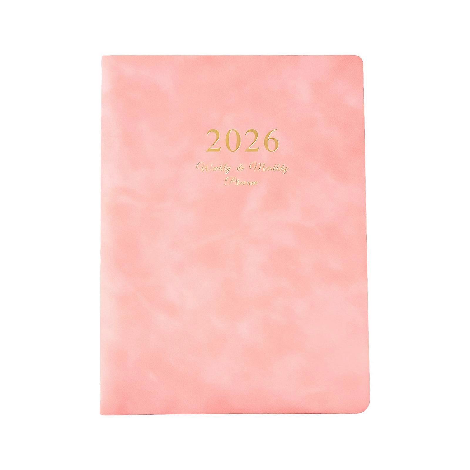 2026 Weekly Planner with Dated Pages Refillable 6 Rings Leather Binder Academic Journal Notebook for Daily Scheduling  pink