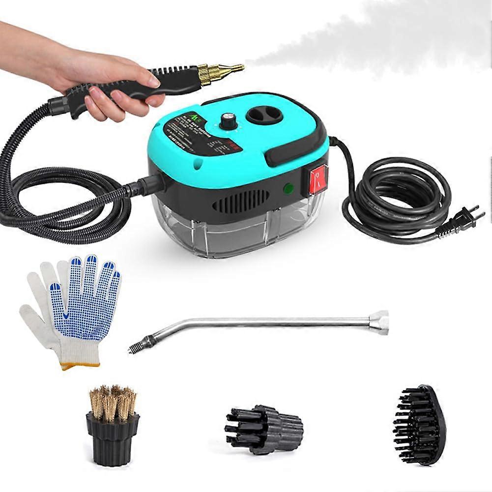 2500W Handheld Pressurized Steam Cleaner, Fast Heating Cleaning Machine with 3 Brush Heads for Home Use (Blue)