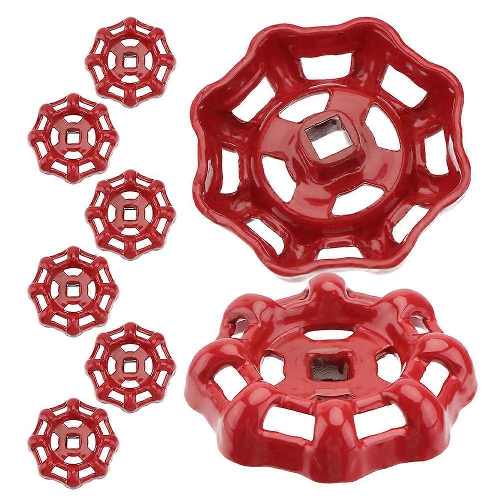 Red Cast Iron Valve Wheel Handle for Faucet 8Pcs Replacement Shutoff Tool