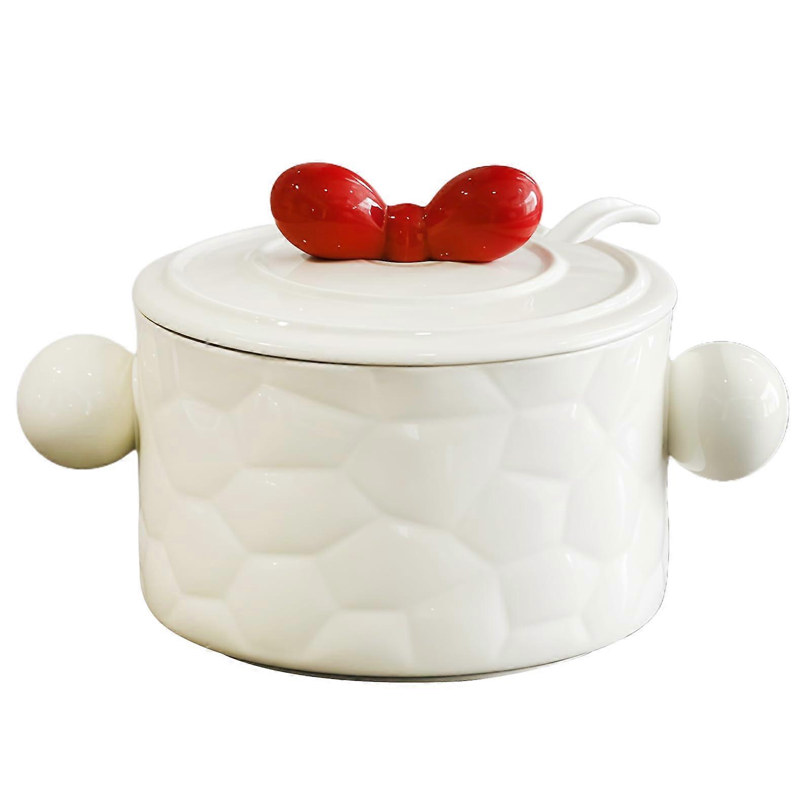 Large Ceramic Sugar Bowl with Lid and Spoon, 1000ml White Coffee and Tea Sugar Container