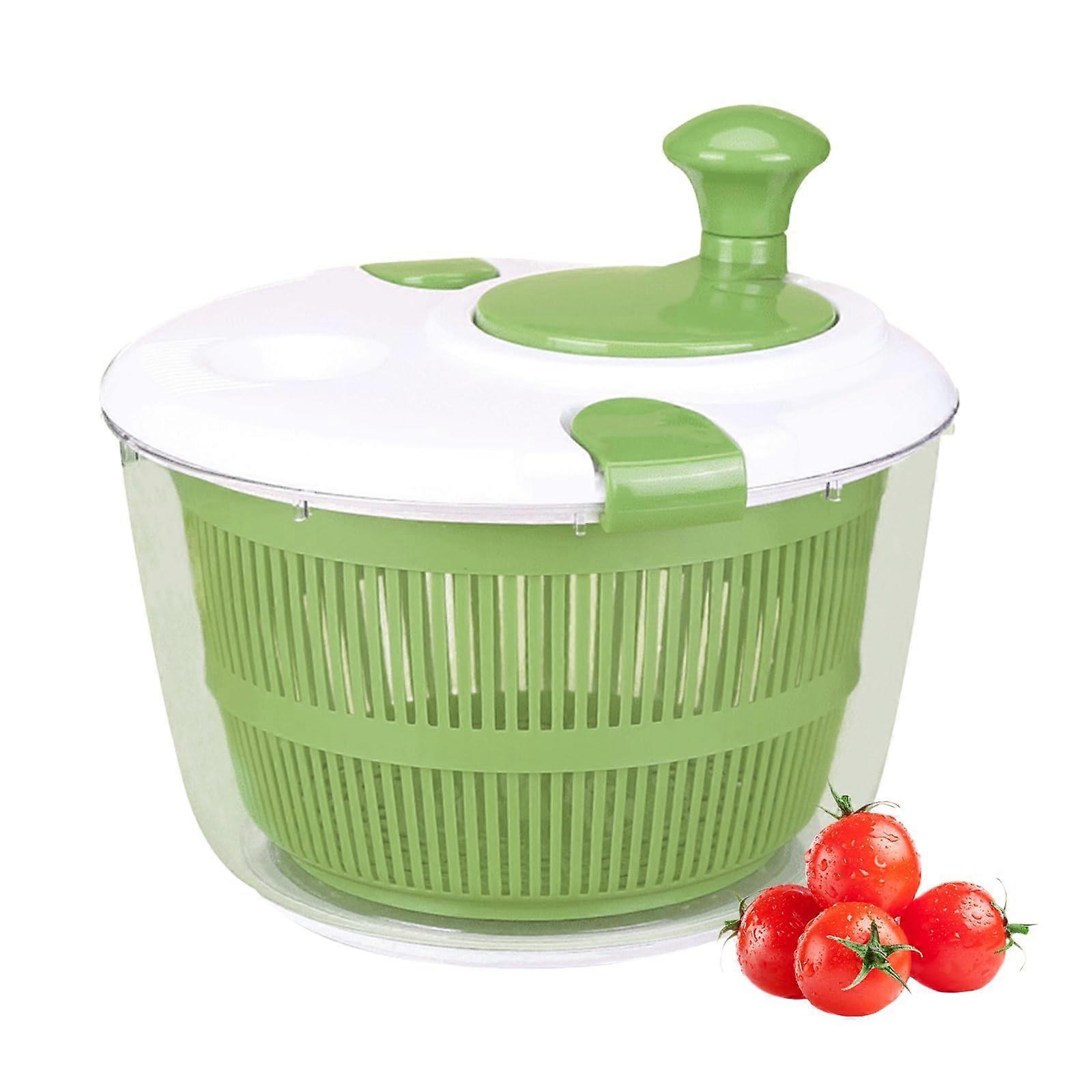 Large 5 Qt Salad Spinner with Lid, Manual Vegetable Dryer for Lettuce, Fruits and Leafy Greens