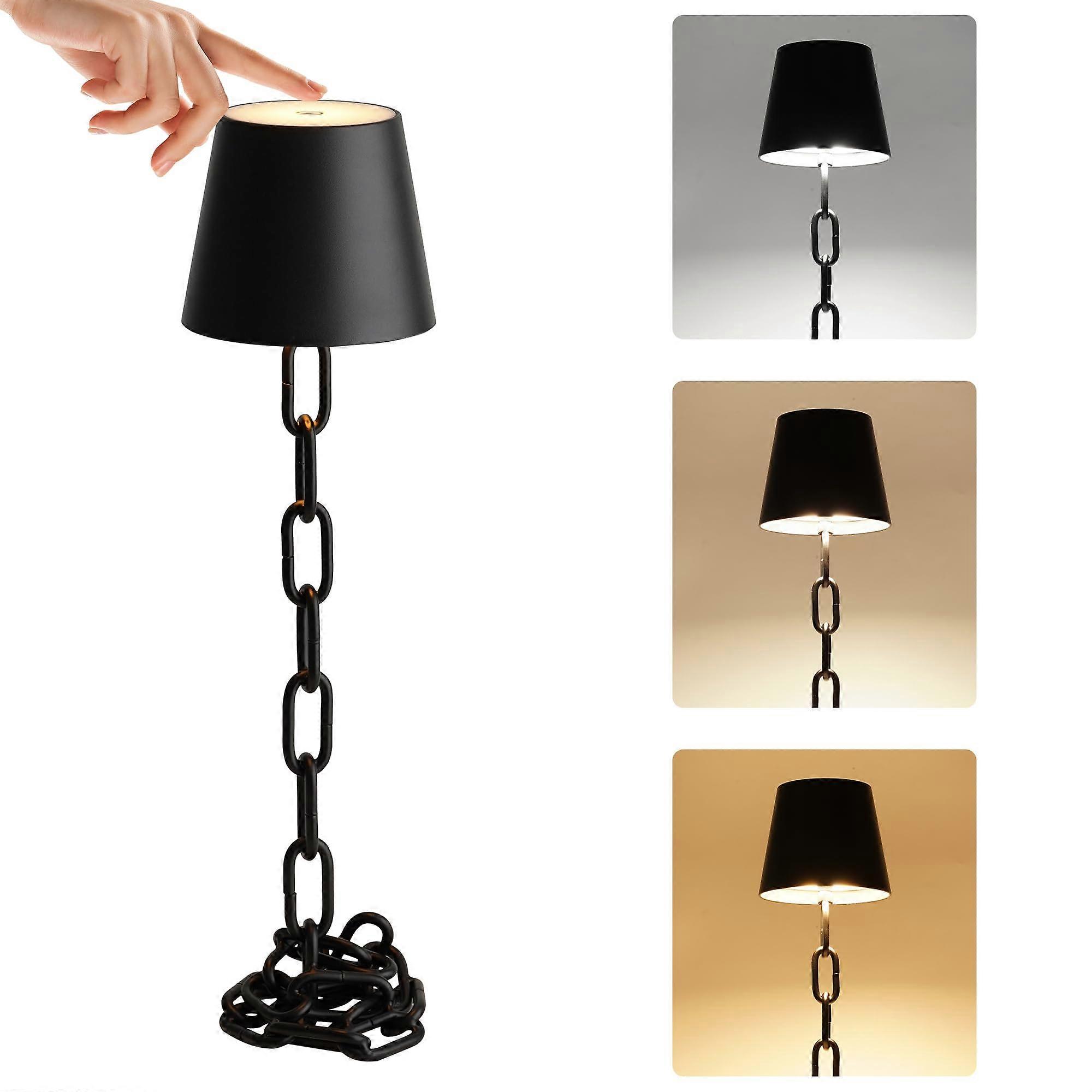 Cordless Table Lamp with Touch Control, Rechargeable LED Light with 3 Color Modes, Matte Black