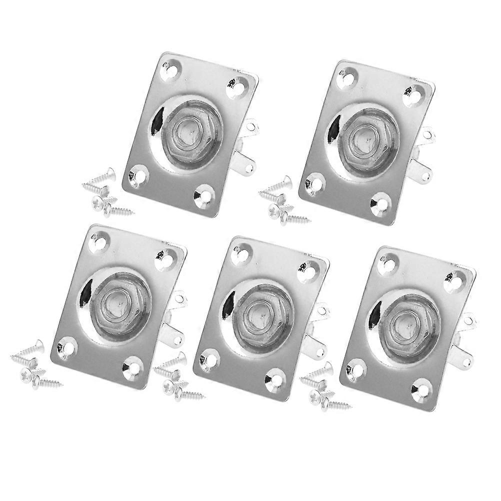 5pcs Guitar Jack Plate Output Socket Square Indented Pickup Jack Output Plate Jack Plug Socket for Electric Guitar (Silver)