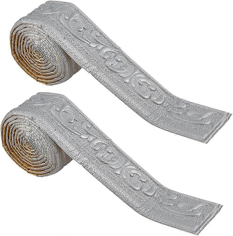 2 Rolls 91x3 Inch Peel and Stick Foam 3D Wallpaper Border Self Adhesive Molding Baseboard Trim Flexible Mirror Wall Base Edging Frame Lines for Home D