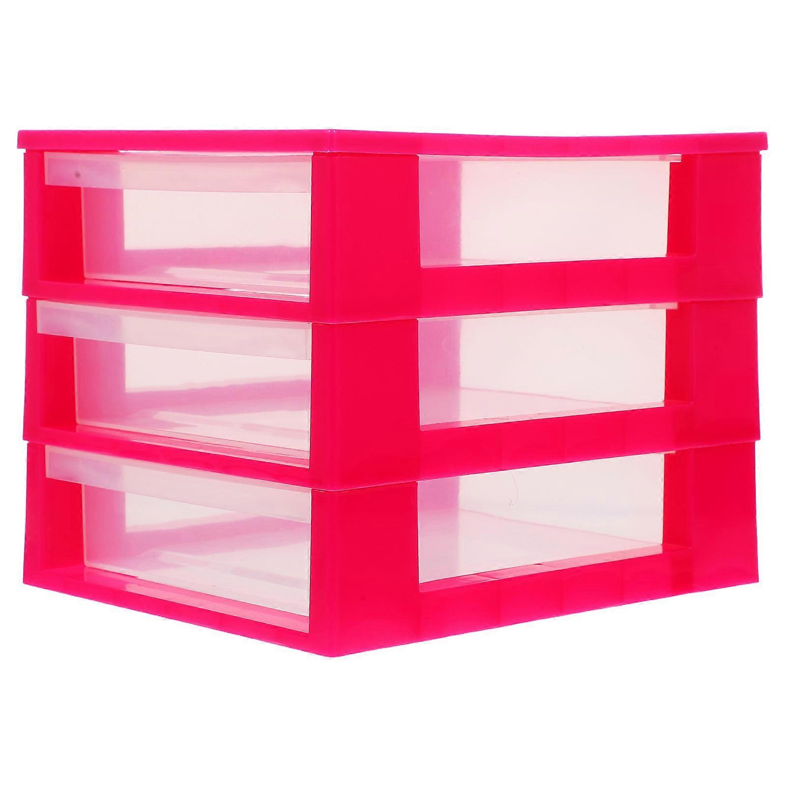 Rectangular Rosy Drawer Storage Container Ideal For Organizing Cosmetics And Sundries 1Set