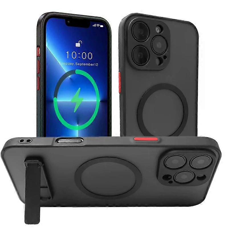 UYUXIO Magnetic Mobile Phone Case with Kickstand for iPhone 16 Pro Max 15 Plus 14 13 12 Mini 11 Cases Matte Cover with Holder