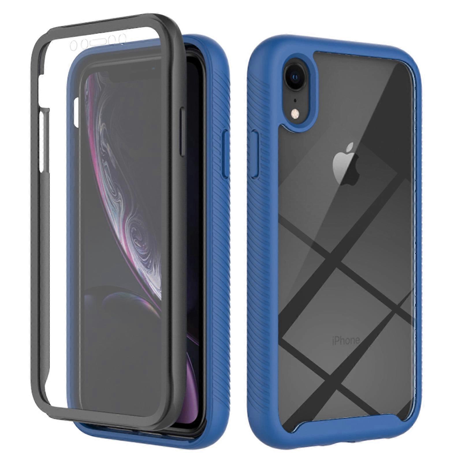 Feishell compatible with iPhone XR Case, Clear Rugged 360 Full Body Protective Shockproof Dual Layer Heavy Duty Bumper Cover, Dark Blue