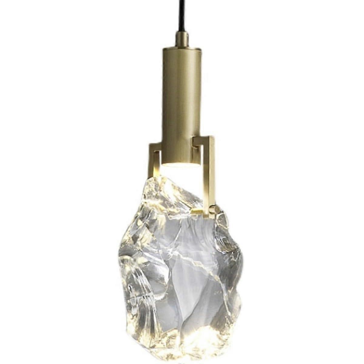 Modern LED Crystal Pendant Light with Adjustable Suspension Wire Single Head Gray Energy Saving