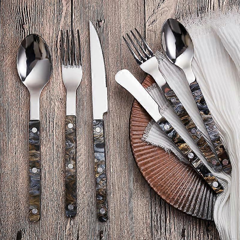 48 Piece Stainless Steel Flatware Set for 8, Ergonomic Rivet Handle, Polished Mirror Finish, Dishwasher Safe