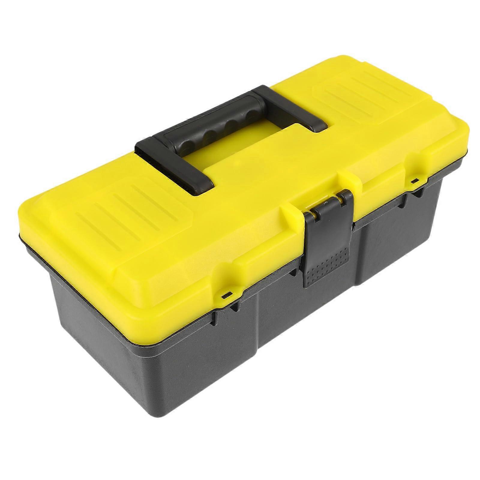 12Inch Plastic Tool Box with Handle, Secure Buckle Closure, Compact Tool Organizer for Home and Office
