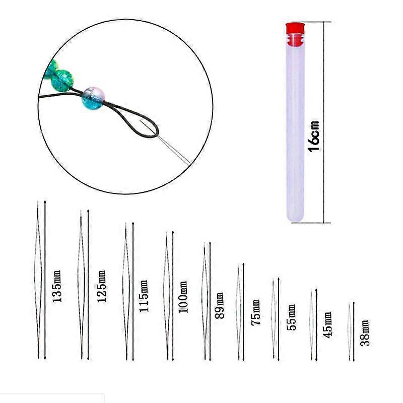 9Pcs Steel Big Eye Collapsible Beads Needle Thread Sewing Needles Different Size