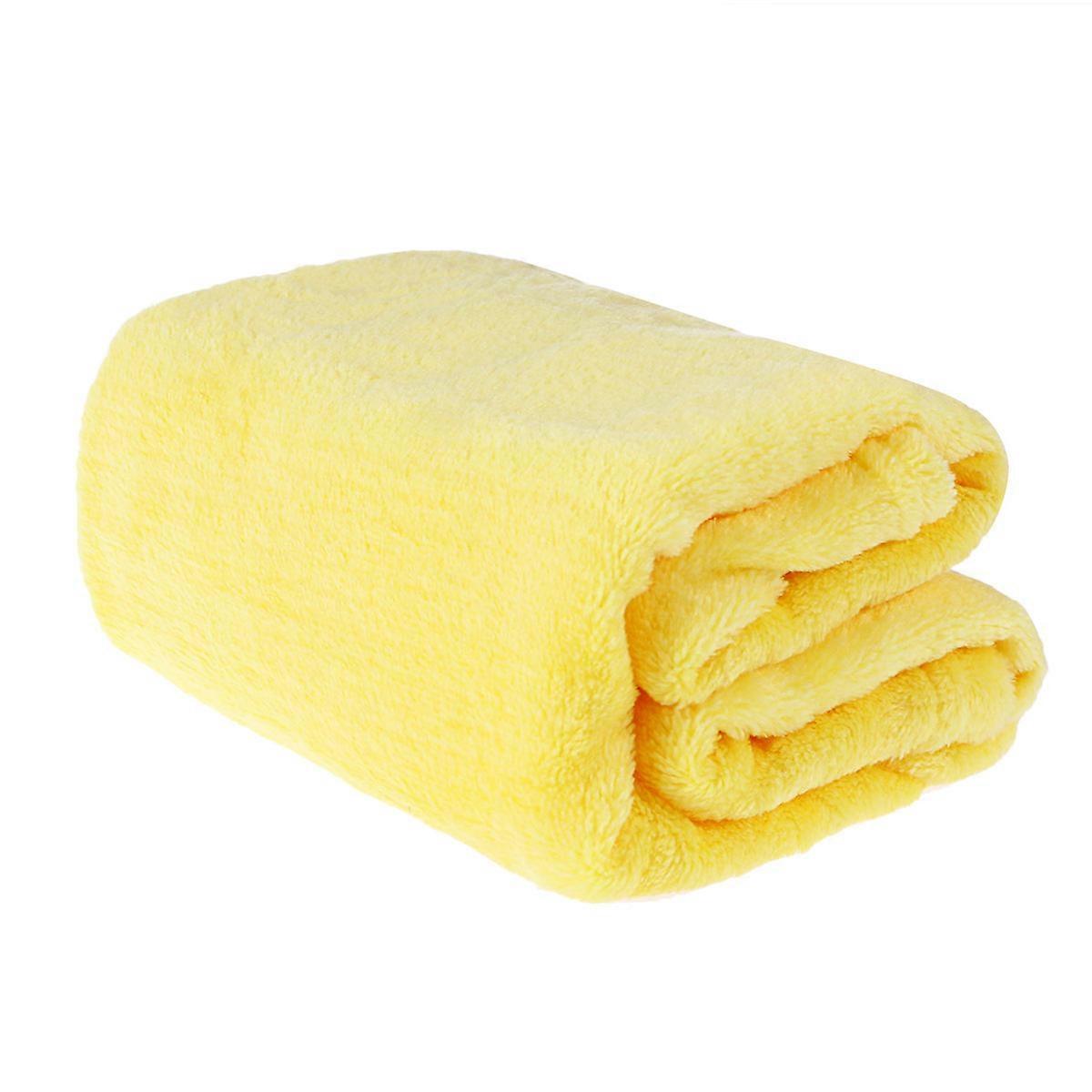 Pet Blanket Cozy Towel for Warming Use 2Pcs Yellow Solid Color