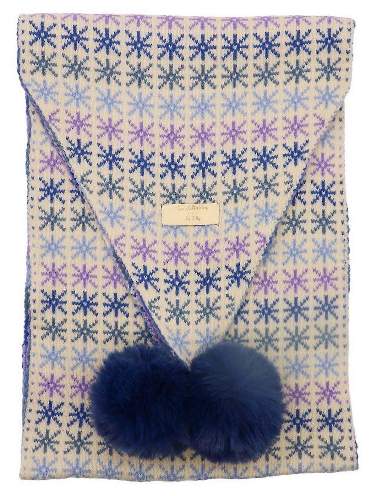 Zelly Stars Pom Pom Scarf - Blue