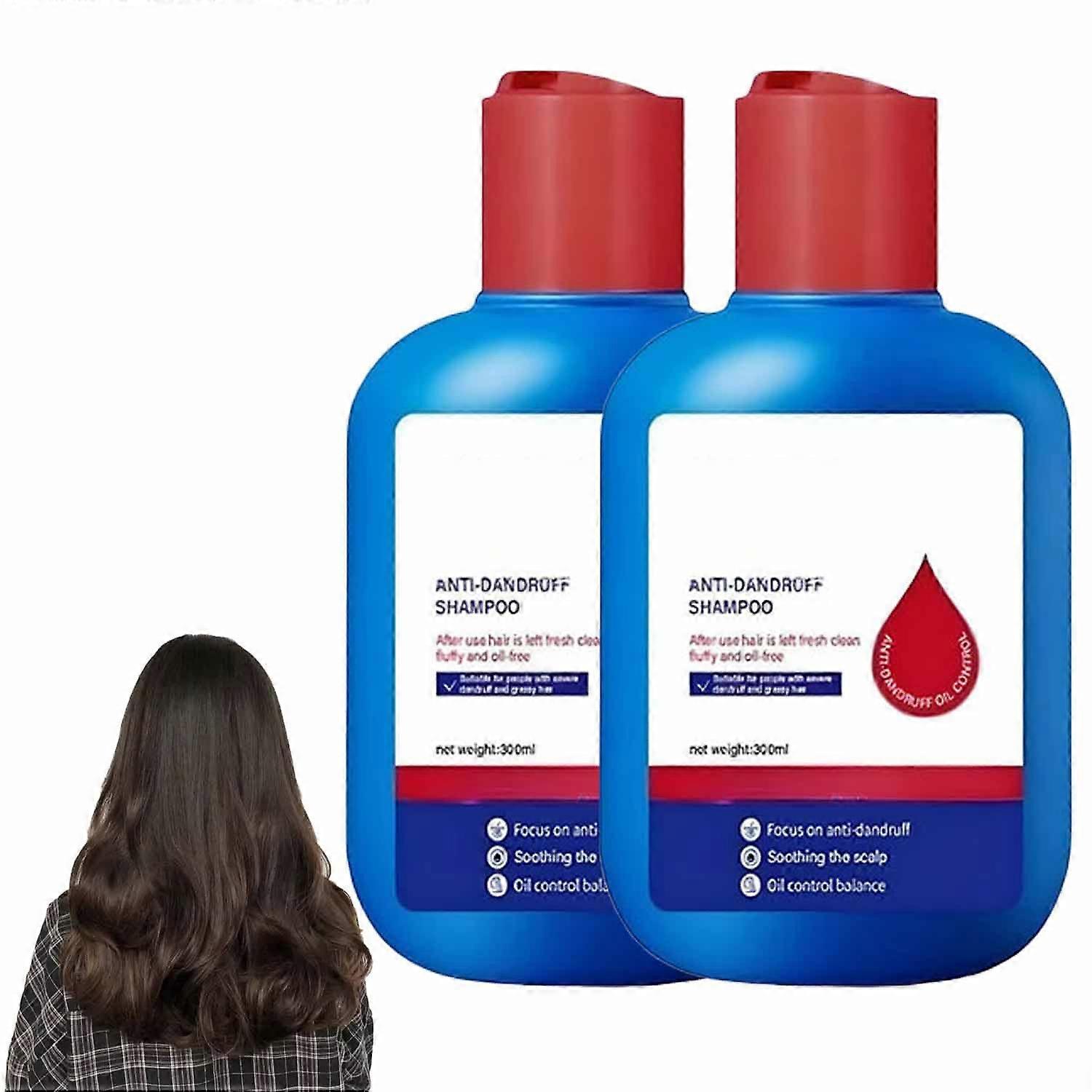 AntiDandruff Moisturizing Shampoo Set 2pcs with Deep Hydration and Refreshing Oil Control 300ml