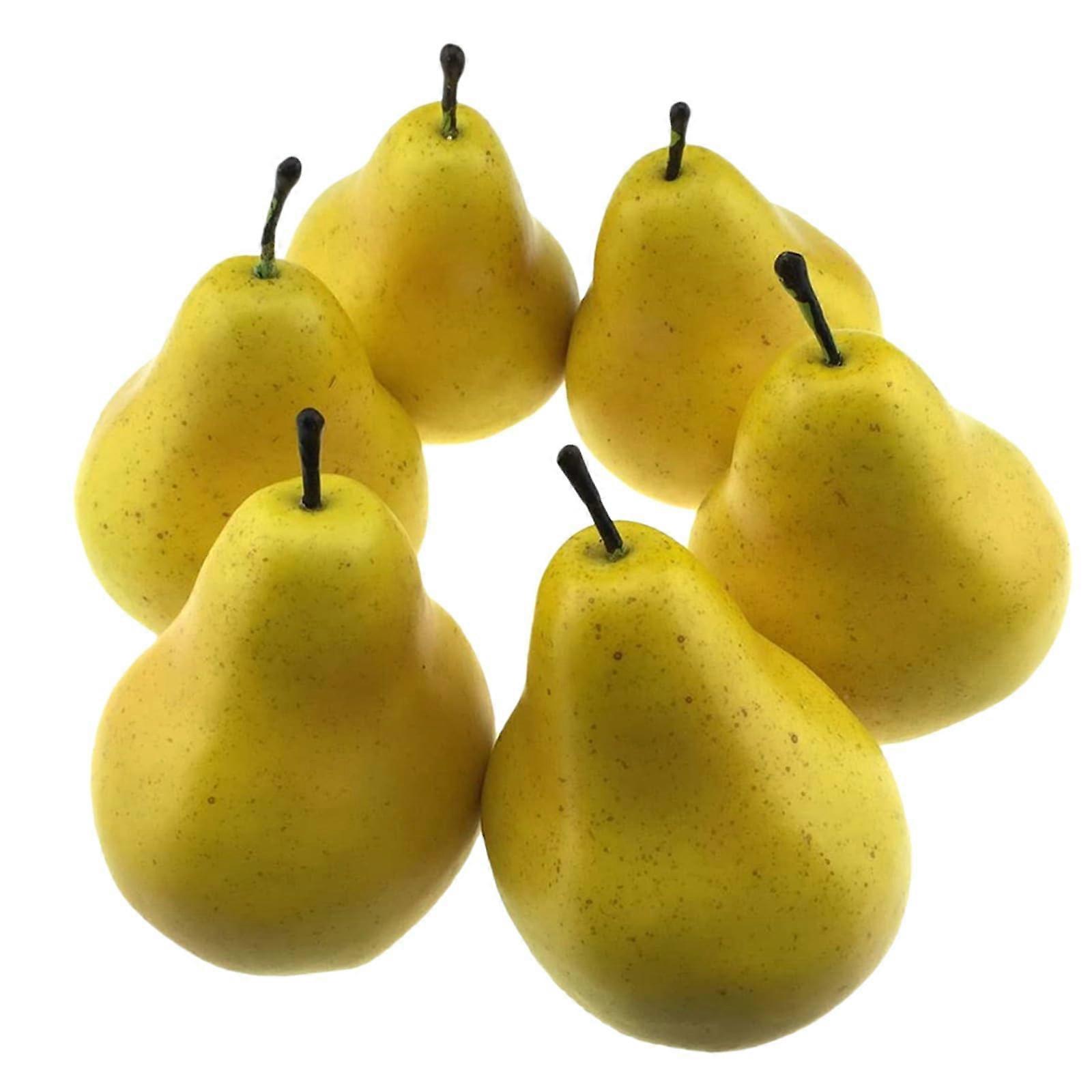 Artificial Pears 6Pcs Set Realistic Fake Fruit Decorations for Home Kitchen Table Photography