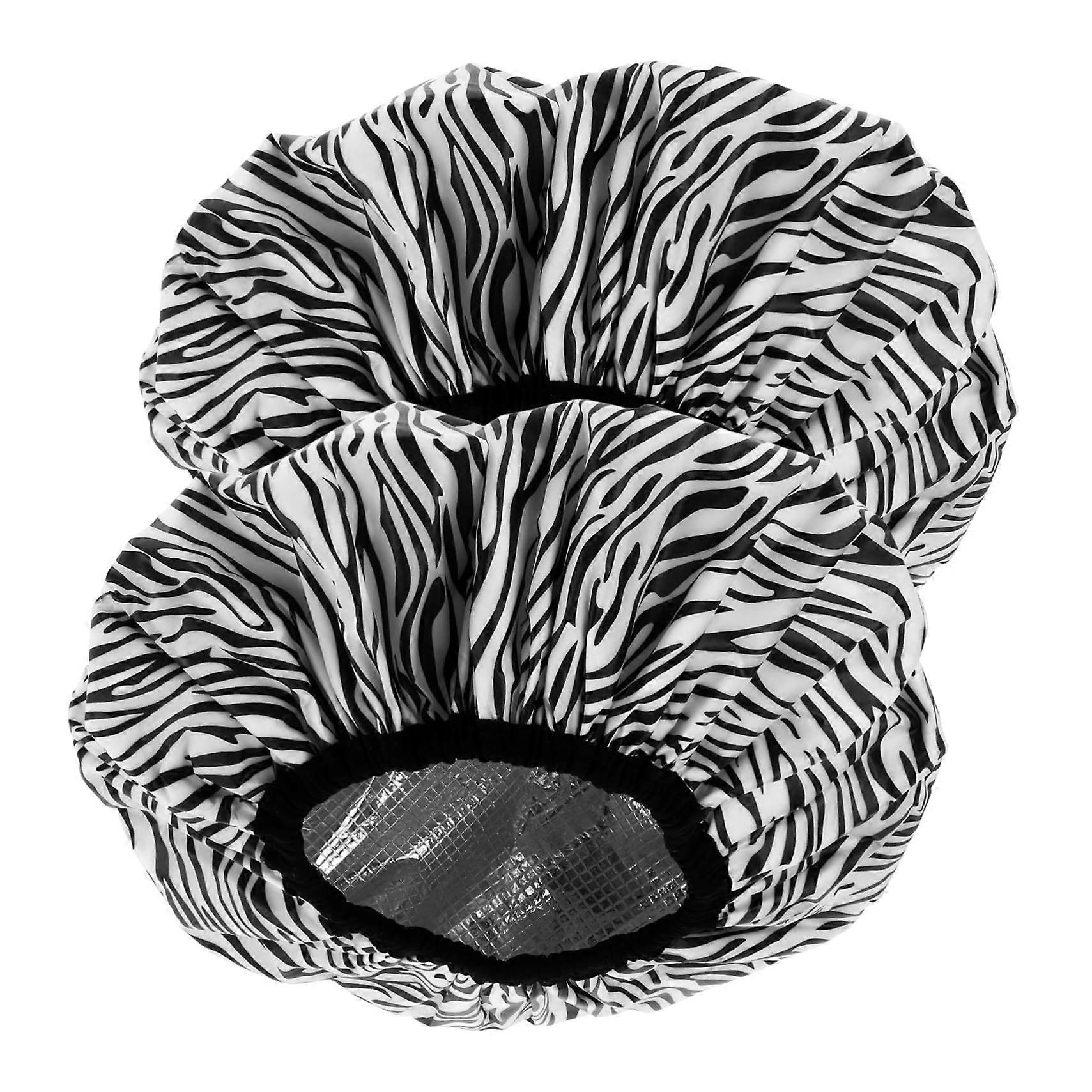 Deep Conditioning Heat Cap Double Layer Waterproof Hair Treatment Zebra Pattern Reusable