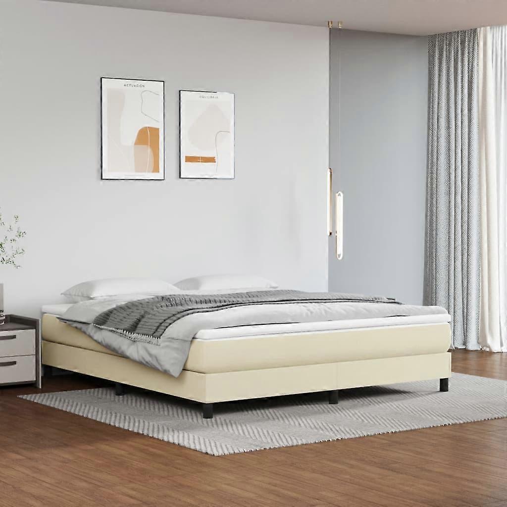 Boxspringbettgestell Creme 180x200 cm Kunstleder