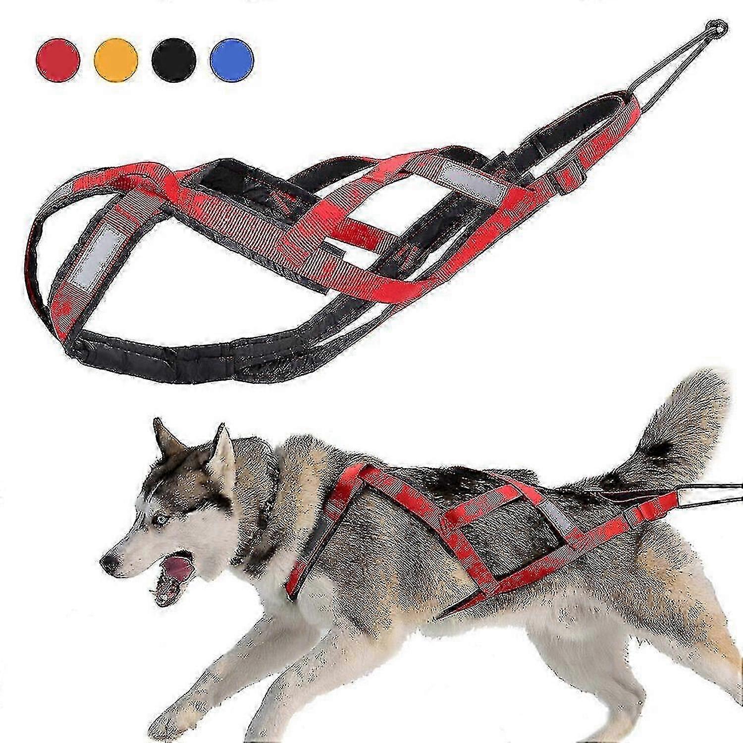 Reflective Dog Sledding Weight Pulling Harness for Pets Training L Red