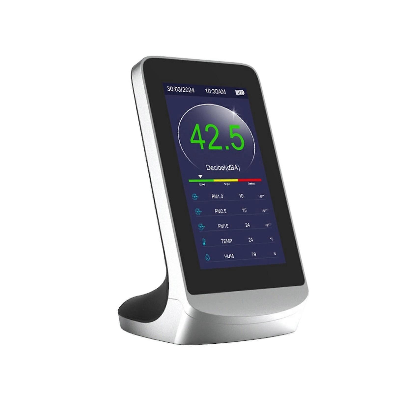 30-130dBA Digital Decibel Meter LCD Display for Sound Level PM2.5 Humidity Featuring Alarm Function Multicolor