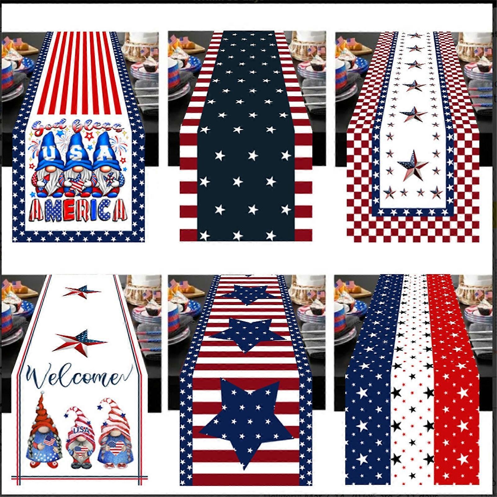 Creative Independence Day Theme Polyester Cotton Multi-pattern Printed Table Flag Table Ornament Party Decorative Supply