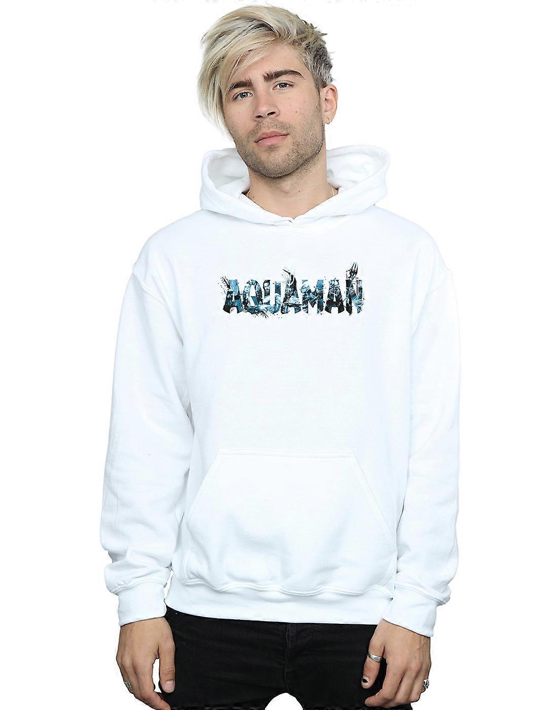 DC Comics Men's Aquaman Text Logo Hoodie