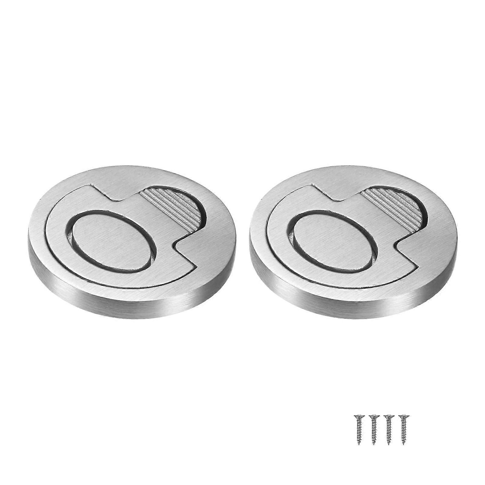 2Pack Stainless Steel Flush Ring Pull Handle 2.56x1.18in Round Recessed Door Pull for Barn Closet Boat