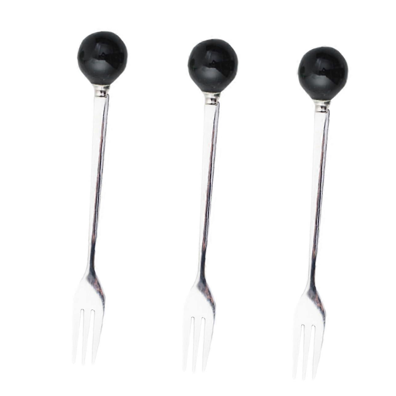 6pcs Mini Dessert Forks with Ergonomic Ceramic Handles for Cake, Appetizer and Fruit Serving