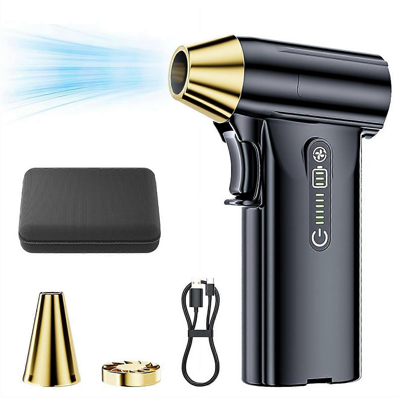 Compressed Air Duster Rechargeable Cordless Air Blower with Adjustable Power for Electronics Black