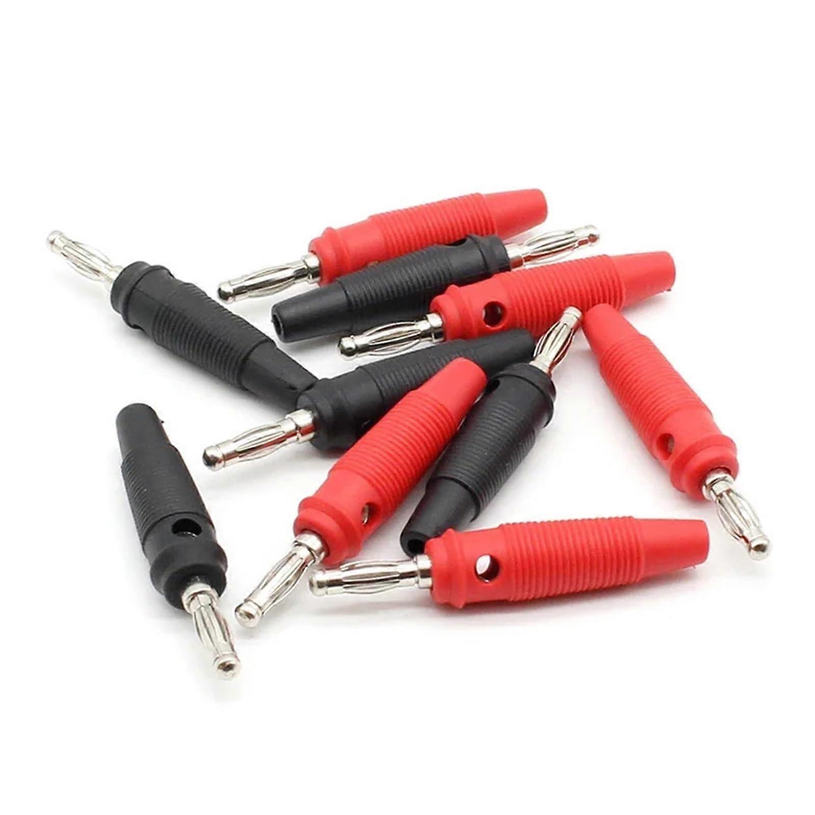 10Pcs Red Black 4mm Solderless Banana Plugs Side Stackable Connectors Secure Fit